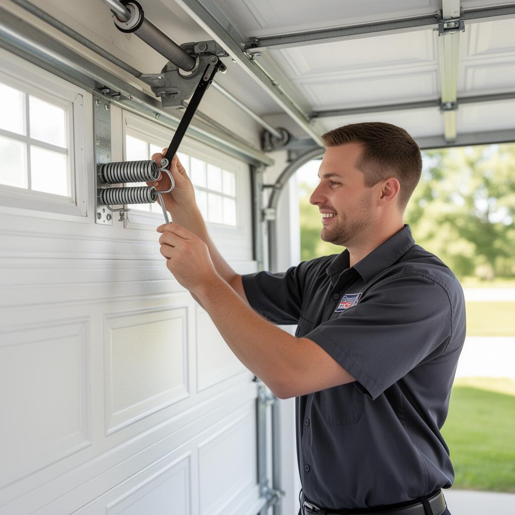 Tyler Garage Doors technician repairing a spring